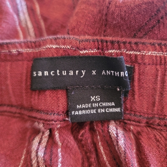 Anthropologie X Sanctuary Pants Womens XS Red Stripe Linen - Picture 8 of 9
